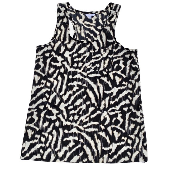 🎉2/20 Alfred Sung Front Pocket Blouse Tank Leopard Print Shirt Abstract Top - Picture 10 of 10